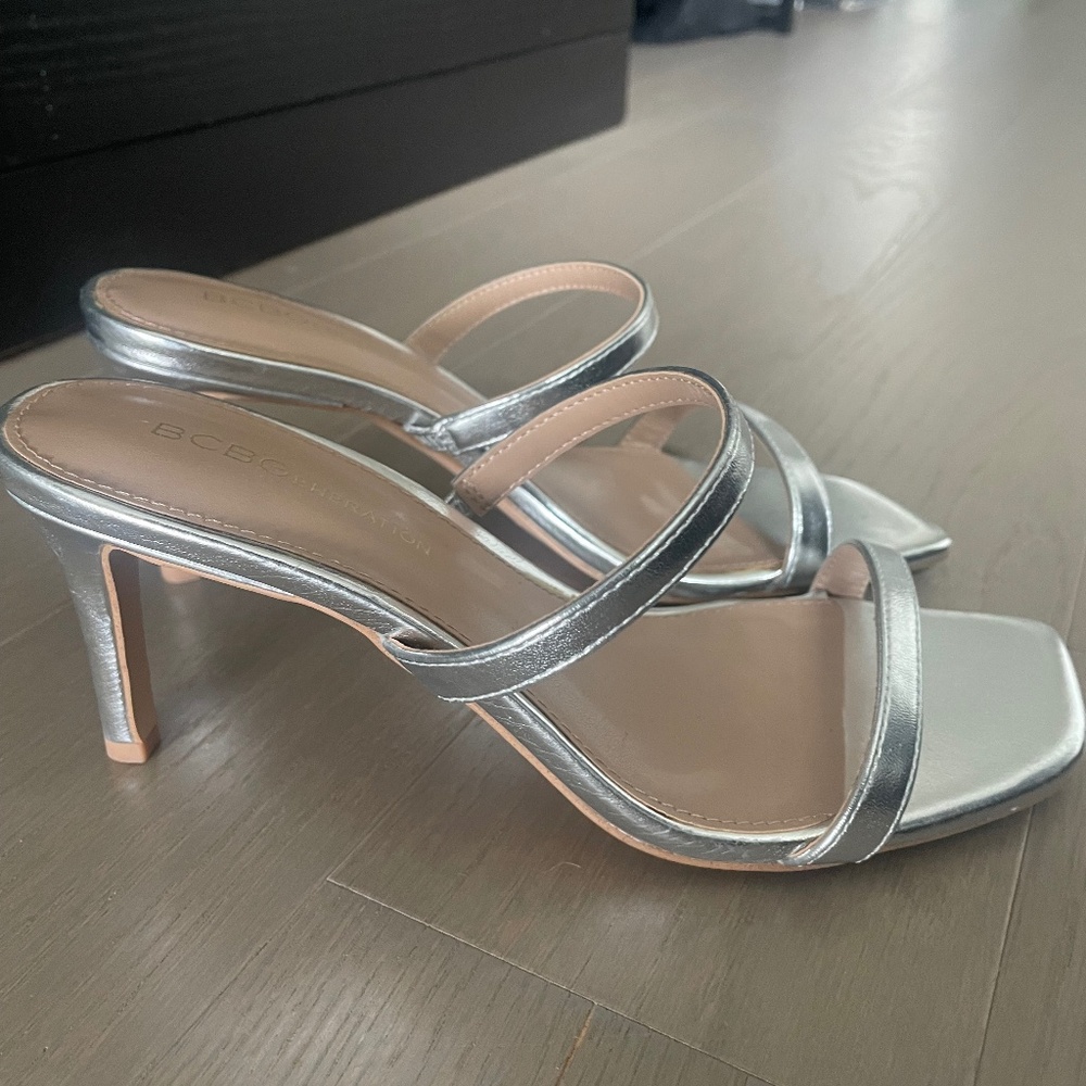 NEW BCBG Silver Metallic Heels - Never Worn!